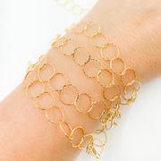 Y96GP. Gold Plated 925 Sterling Silver Hammered Round Link Chain